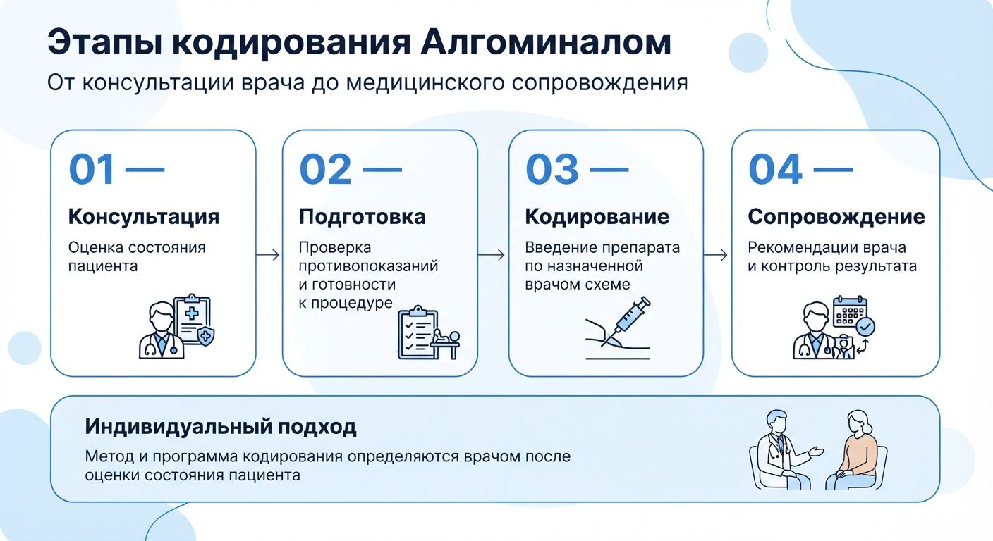 Кодирование препаратом «Алгоминал» в Сегеже инфографика